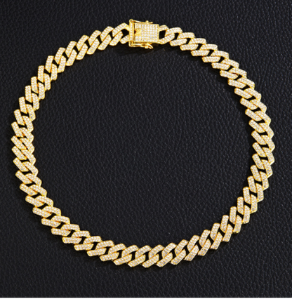 Gold Plated Iced Out Cuban Chain Necklace