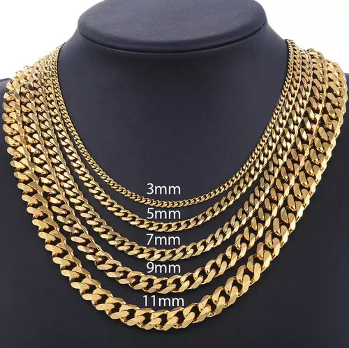 Stainless Steel Gold Silver Cuban Curb Chain