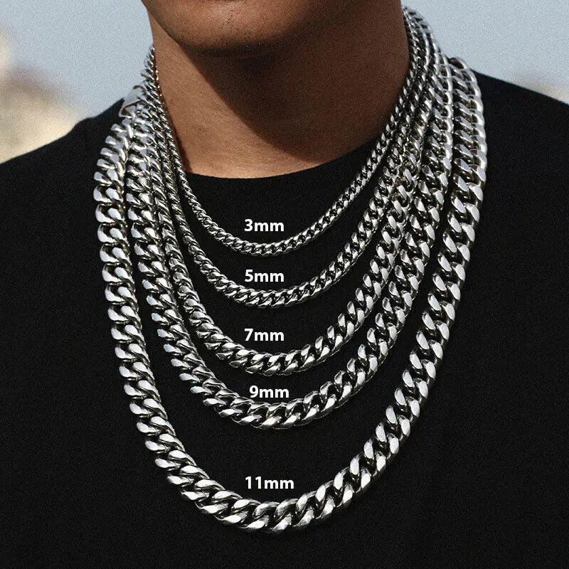 Stainless Steel Gold Silver Cuban Curb Chain