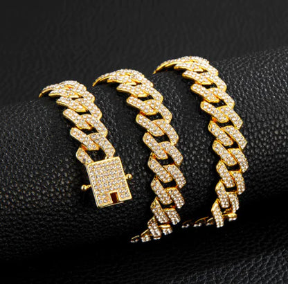 Gold Plated Iced Out Cuban Chain Necklace