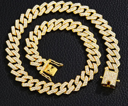 Gold Plated Iced Out Cuban Chain Necklace