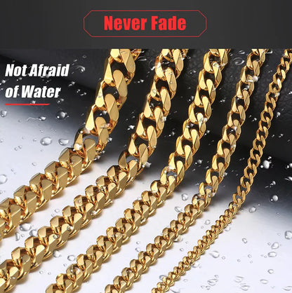 Stainless Steel Gold Silver Cuban Curb Chain