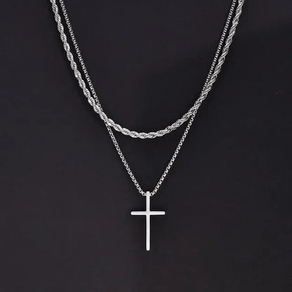 Vnox Stainless Steel Cross Pendant Necklace Single