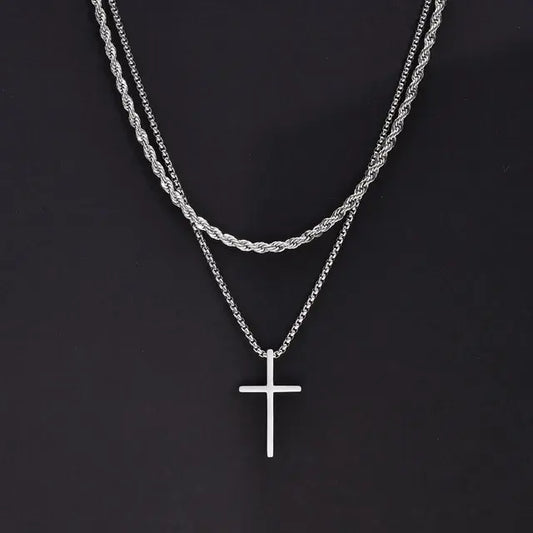 Vnox Stainless Steel Cross Pendant Necklace Single