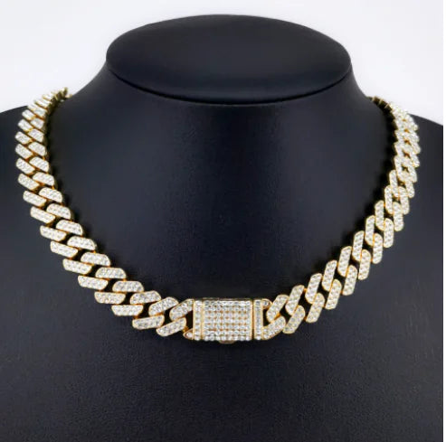 Gold Plated Iced Out Cuban Chain Necklace