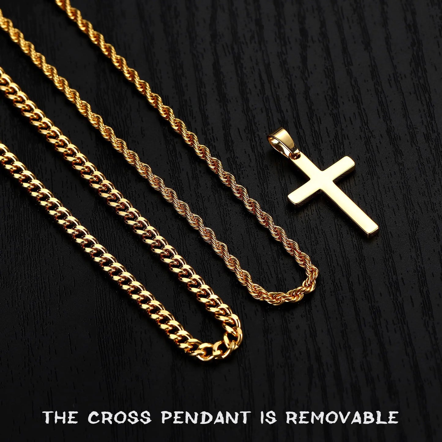 Stainless Steel Water Wave Necklace Cross Pendant