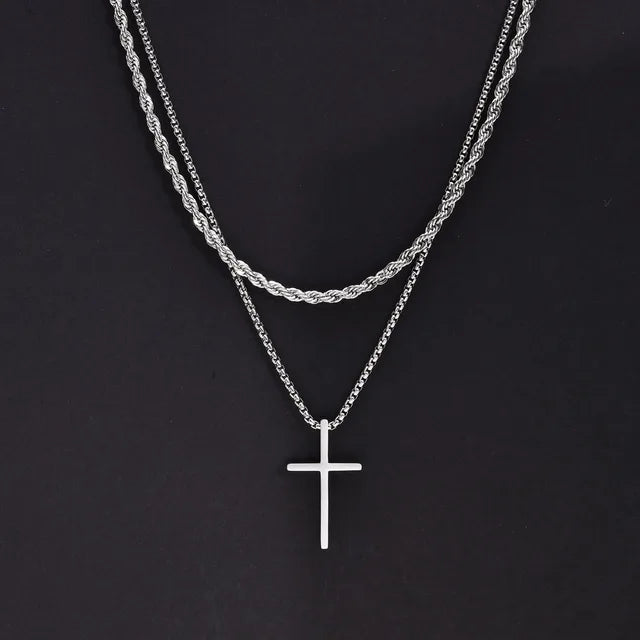 Vnox Stainless Steel Cross Pendant Necklace Single