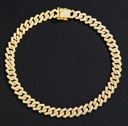 Gold Plated Iced Out Cuban Chain Necklace