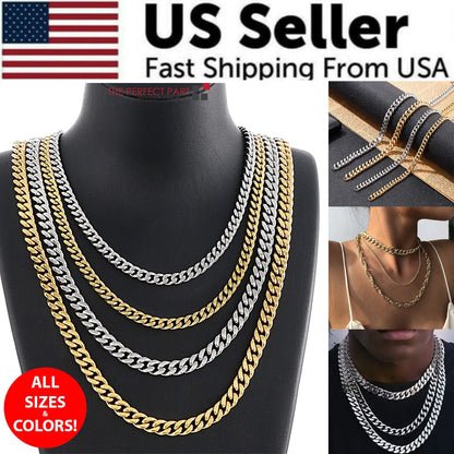 Stainless Steel Gold Silver Cuban Curb Chain